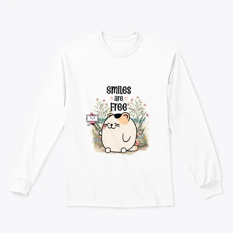 Smiles are free cat meow cute t-shirts 