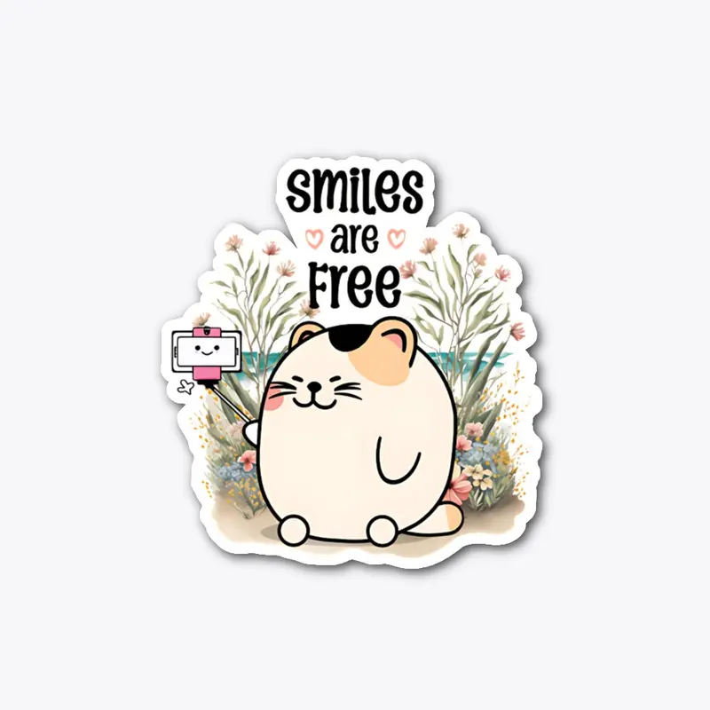 Smiles are free cat meow cute t-shirts 