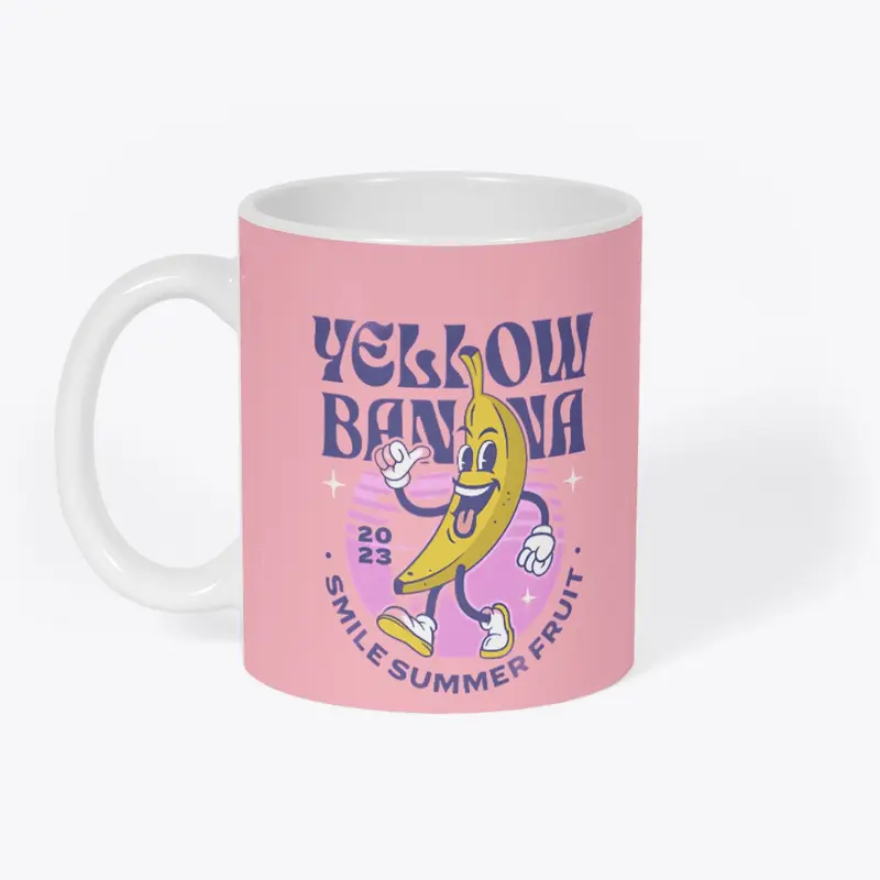 "Cheerful Yellow Banana Mascot Fruit Mug