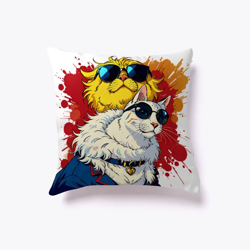 A cat wearing sunglasses indoor pillow