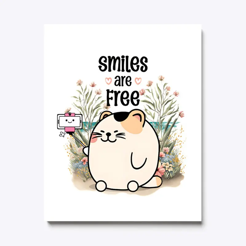 Smiles are free cat meow cute t-shirts 